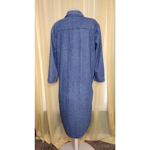 Orvis Denim Shirt Midi Dress Size M Blue Buffalo Nickel Buttons - Picture 2 of 6